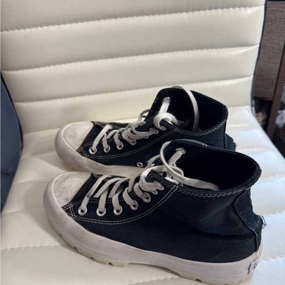 Black Lug High-Top Sneakers with White Soles - Picture 4 of 9